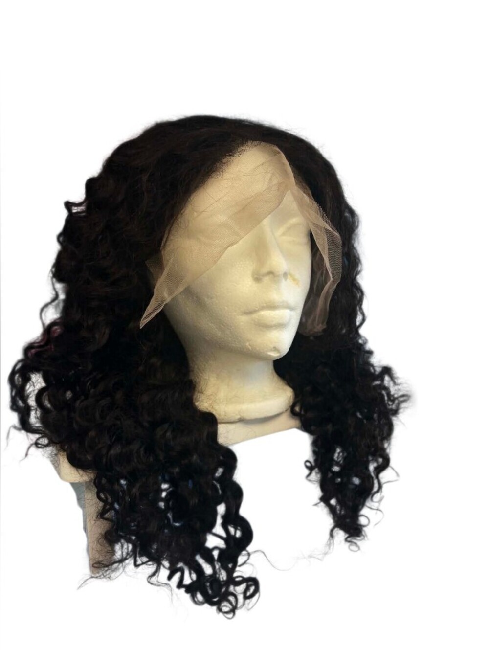 NWT 24” Human Hair Deep Wave Lace Front Wig in Black